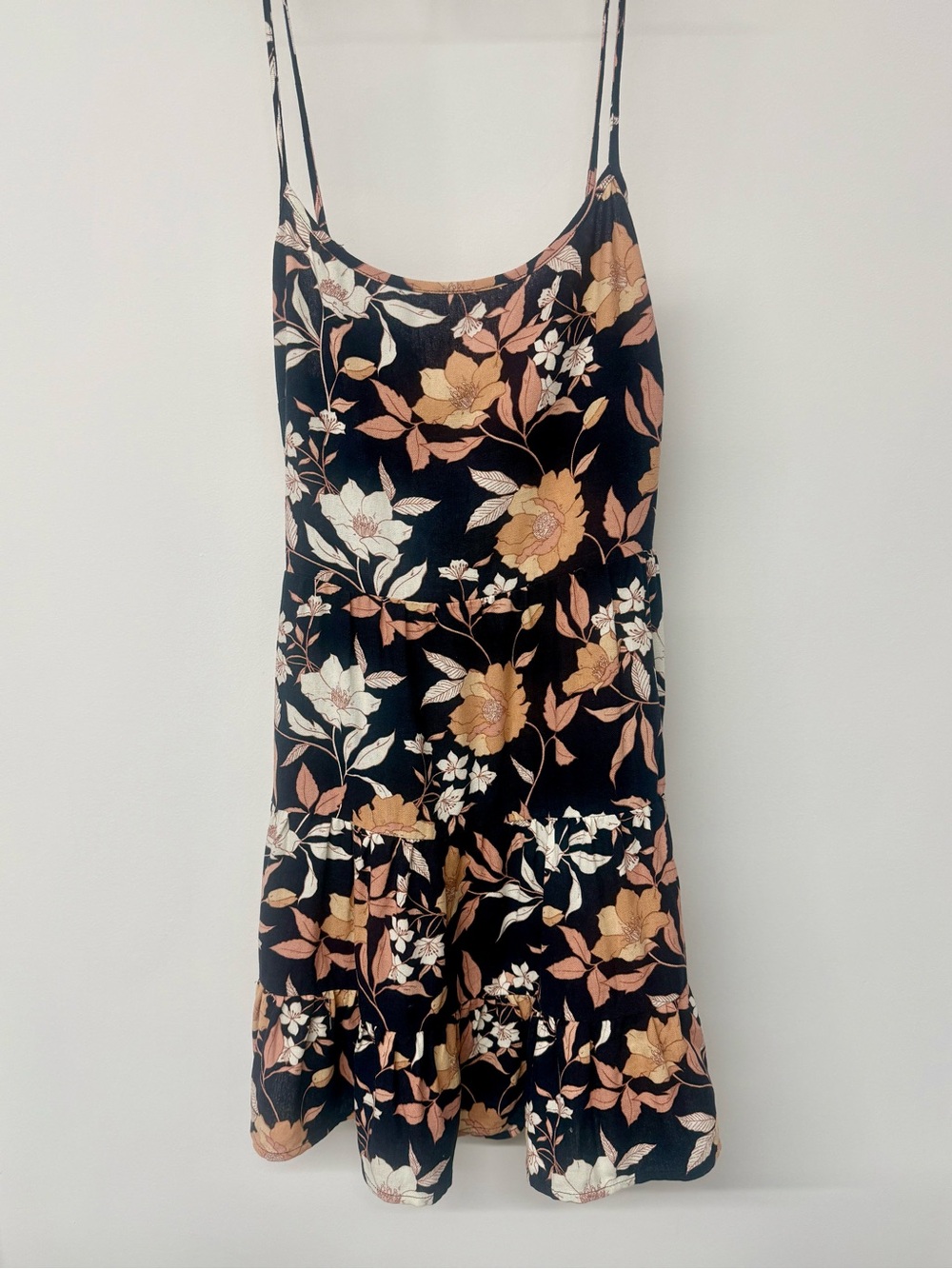 Speechless Navy Dress with Peach Floral Accents